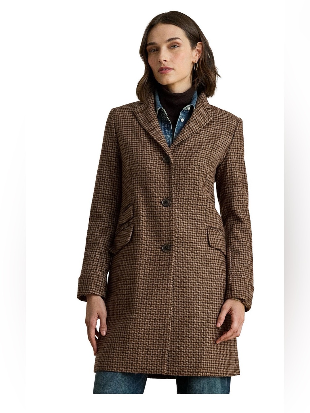 Ralph Lauren Brown Checked Varsity-Inspired Coat size 0